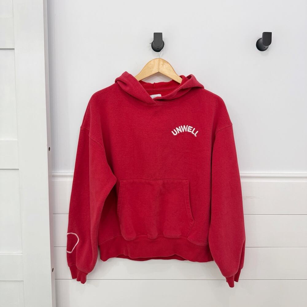 Unwell Red Hoodie Sweatshirt small coquette girlhoodcore cozy colorful XS